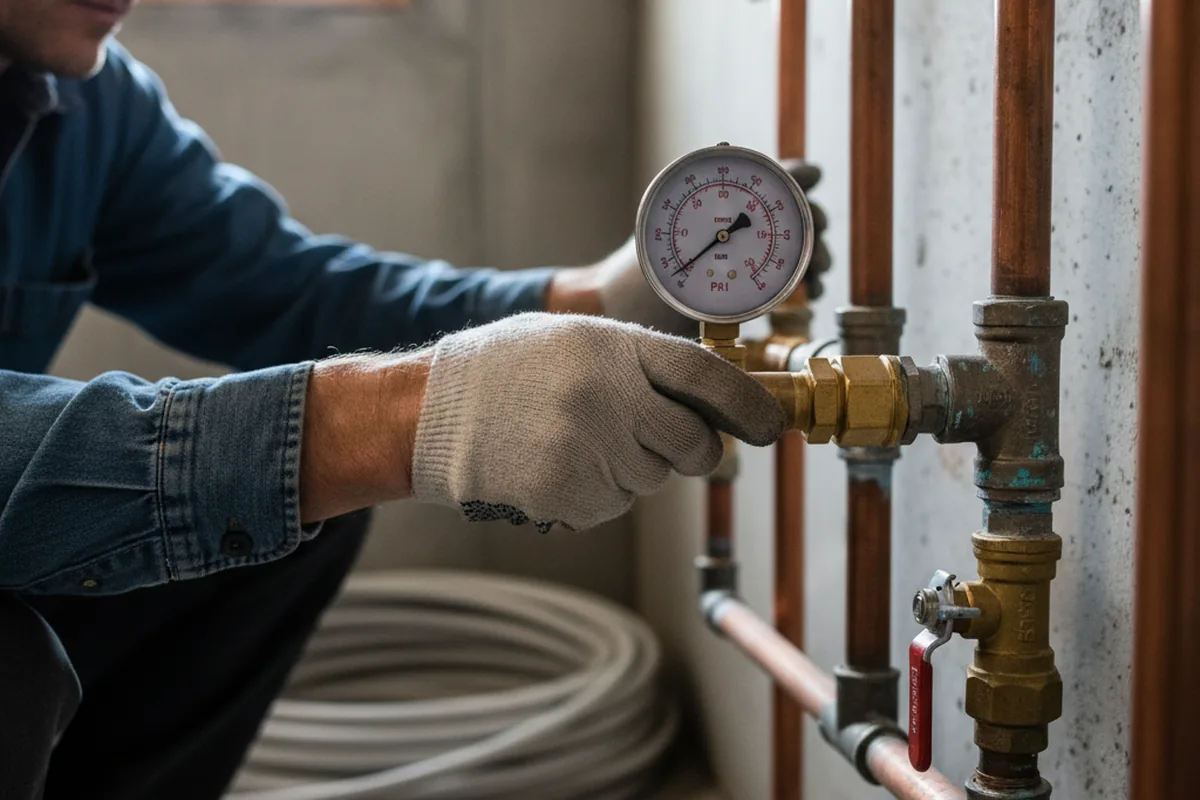 Pressure testing a repaired line during Water Line Repair in Bellflower